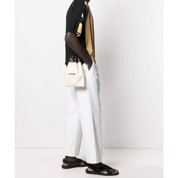 JIL SANDER+☆ロゴ ドローストリング キャンバス ポーチバッグ